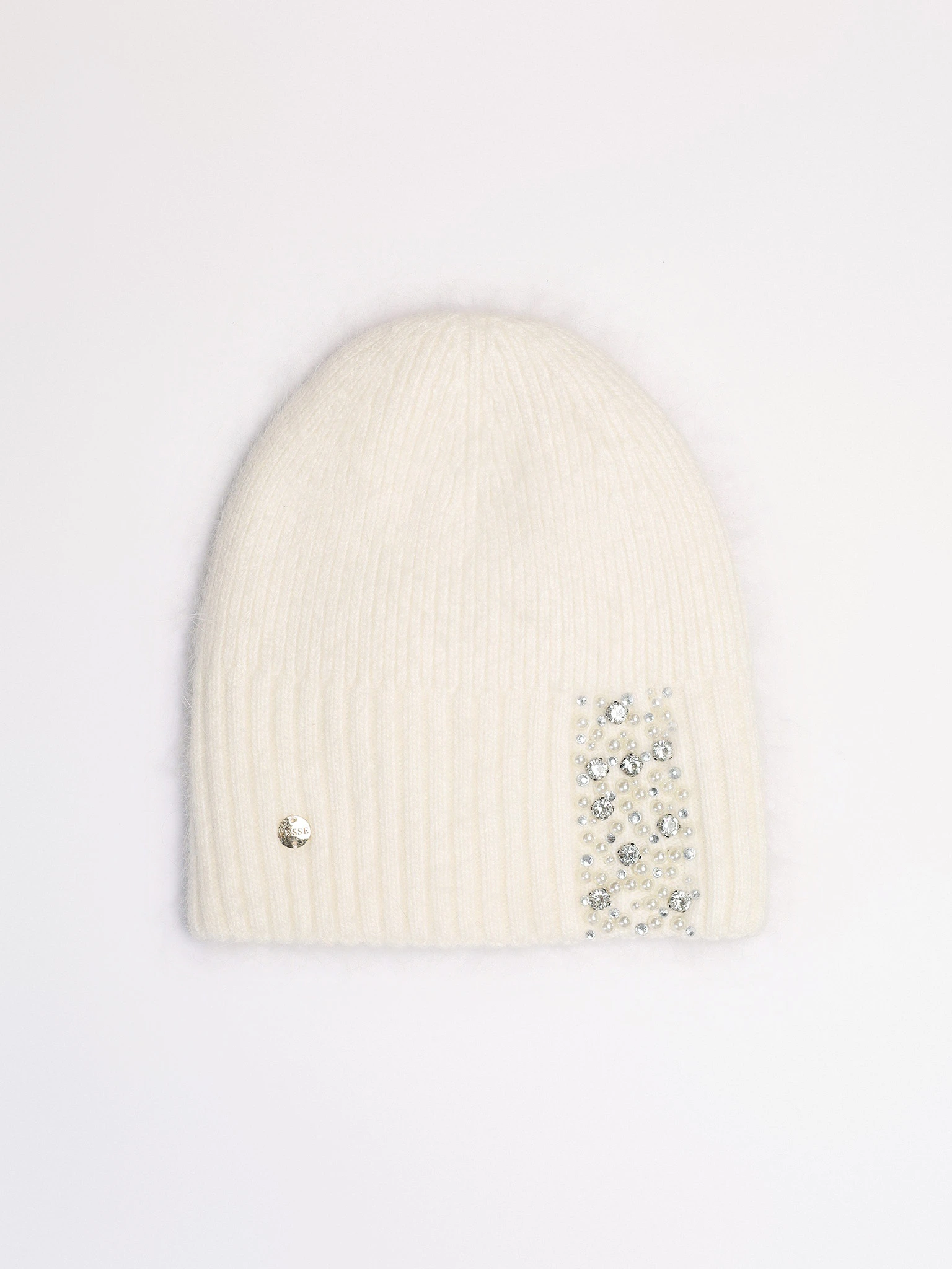 Шапка-бини двойная со стразами и бусинами в ассортименте